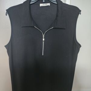 ViVI Black Sleeveless Zip-Up Top